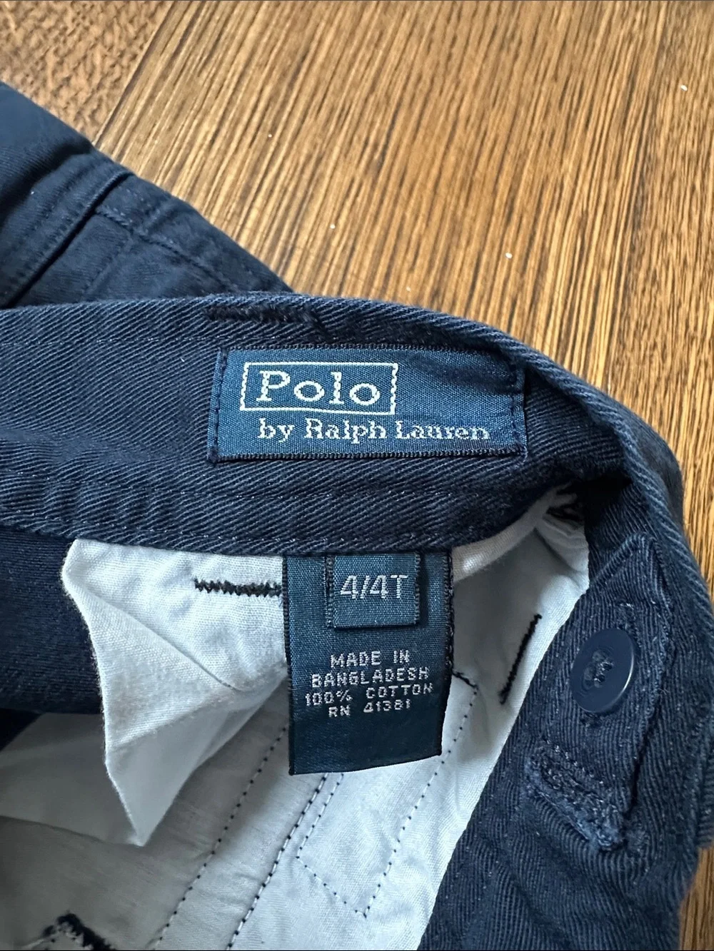 Ralph Lauren Boys Dark Blue Cargo Pants with Button-Flap Pockets
